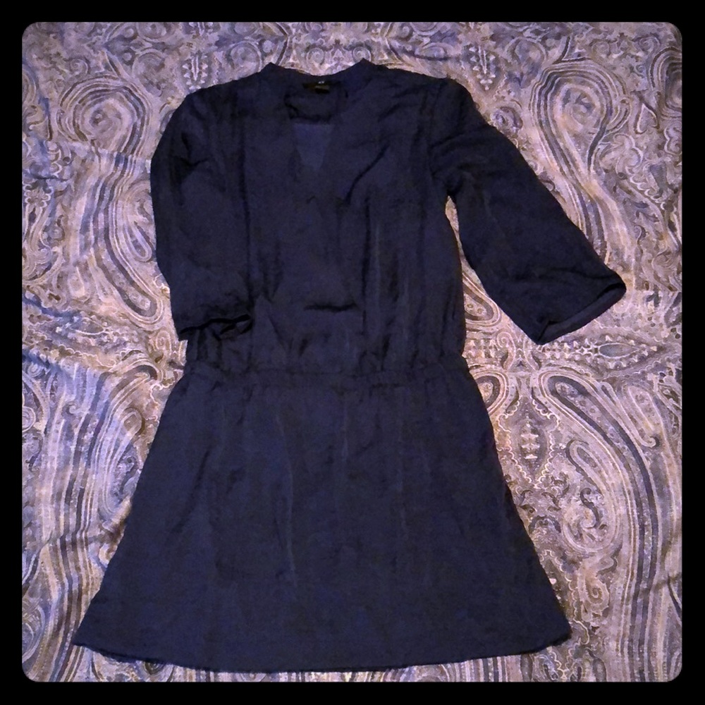 Blue satin casual dress